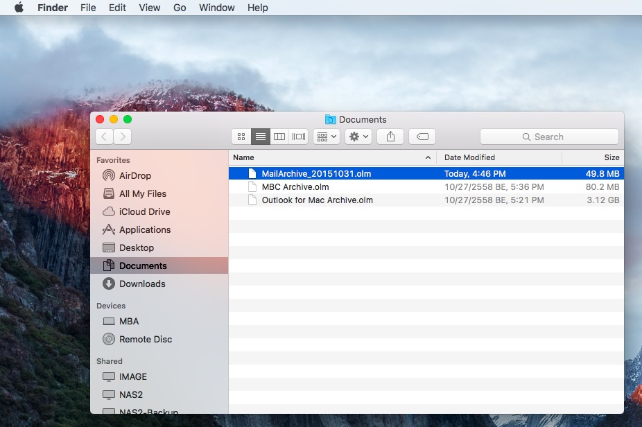 backup microsoft outlook archive for mac